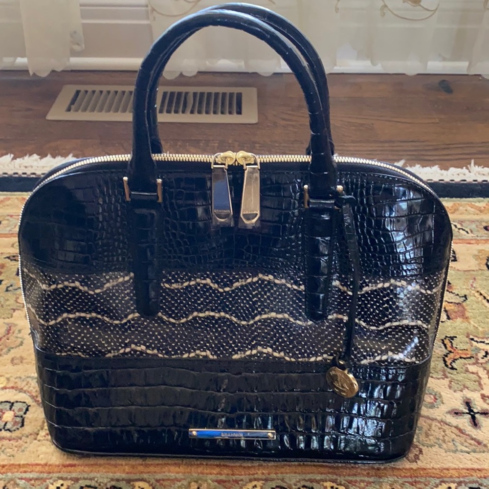 NWOT Brahmin Crocodile Embossed Satchel Purse Bag